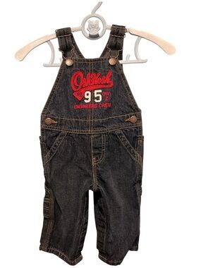 3/$15 OshKosh B'gosh Dark Denim Overalls with Red Chest Embroidery